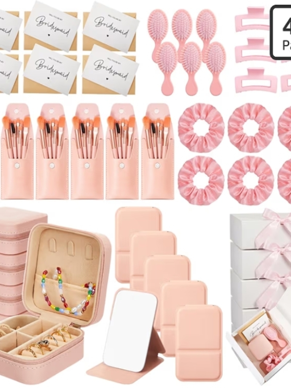 Bridesmaid Gift Set - Blush Pink Beauty & Jewelry Kit